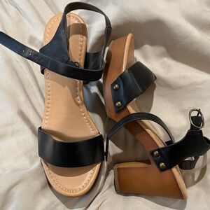 Soda Black and Tan Women's Sandals